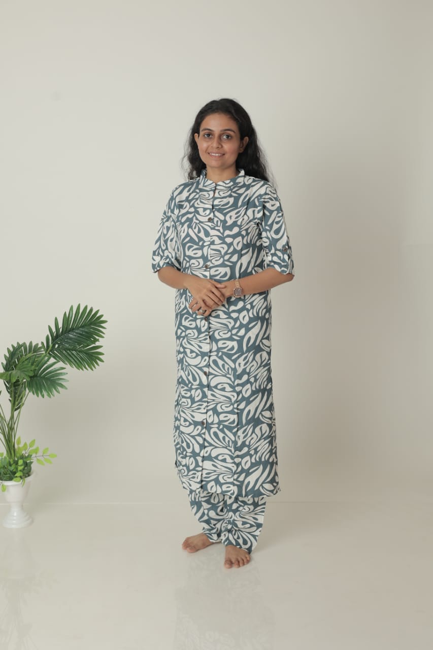 Portrait of a Woman in a Floral Shirt